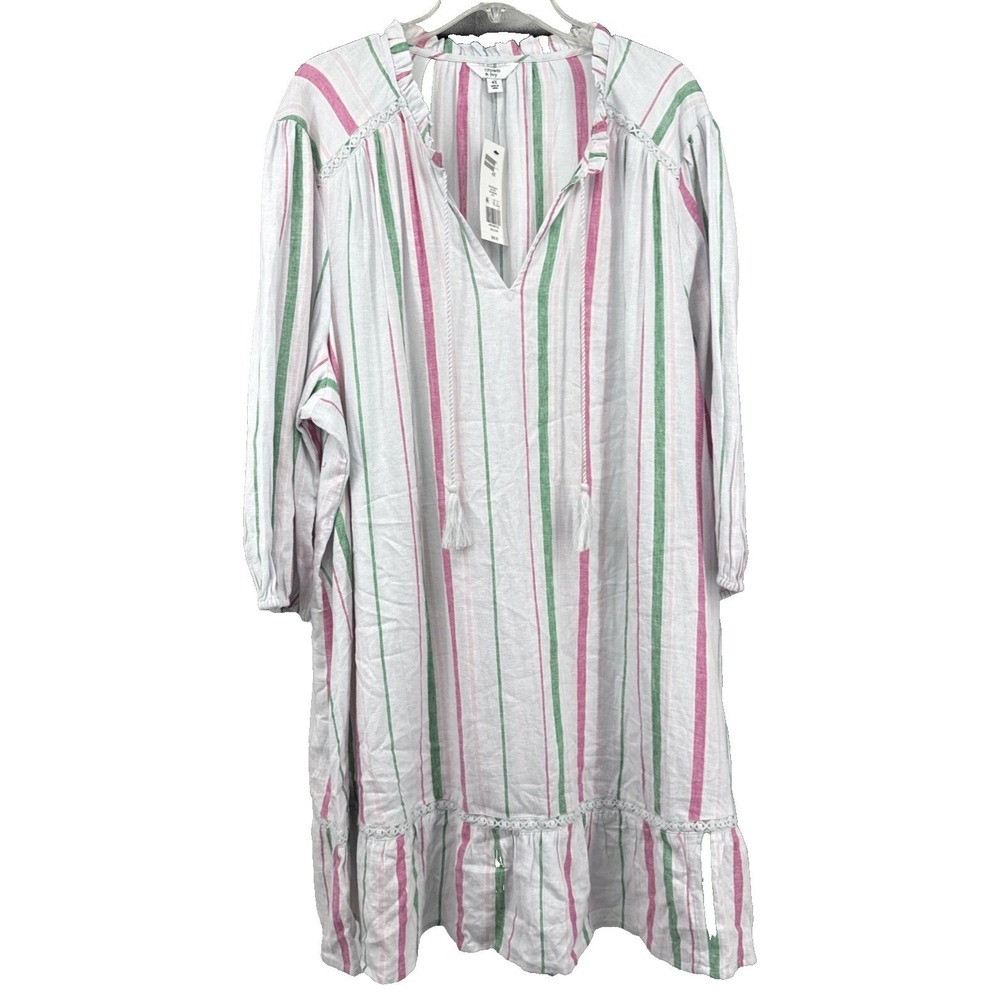 Crown & Ivy Striped Midi Dress 4X Ruffle Boho Peasant Cottagecore Beach‎ Prairie